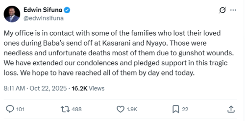Statement of Edwin Sifuna on Kasarani deaths. PHOTO/Screengrab by People Daily Digital/@edwinsfuna
