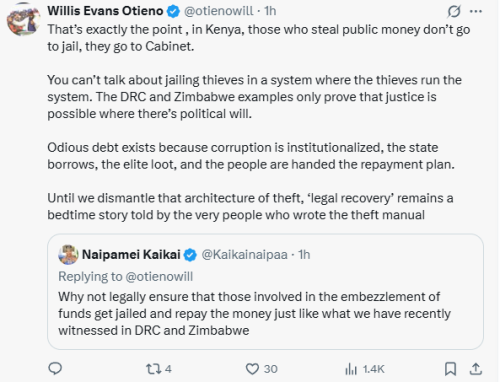 Willis Otieno stating it is hard to jail corrupt government officials on Monday, October 6, 2025. PHOTO/Screen grab by People Daily Digital/@otienowill/X
