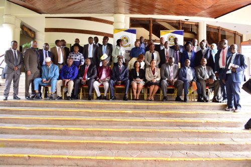 Members during a consultative meeting to finalise the transition of teachers’ medical cover at Safari Park Hotel. PHOTO/https://www.facebook.com/TSC