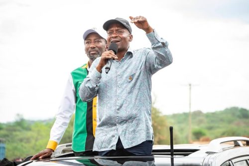 Kindiki and Leonard Muthende during the Mbeere by-elections campaign on Monday, November 24, 2025. PHOTO/https://www.facebook.com/Hon. Cecily Mbarire, EGH