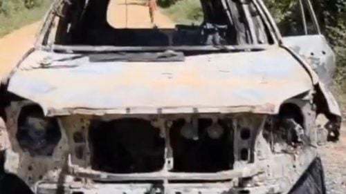 A burnt vehicle belonging to Eugene Wamalwa sits abandoned in Manyonje, Butali Ward, on Thursday, November 27, 2025, amid unrest in the Malava by-election. PHOTO/screengrab by People Daily Digital