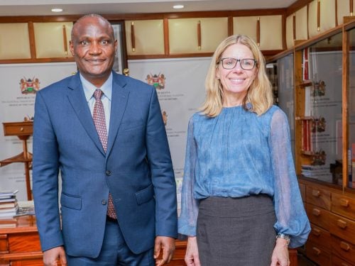 Treasury CS John Mbadi and World Bank’s Anne Bjerde during a meeting in Nairobi. PHOTO/@KeTreasury/X