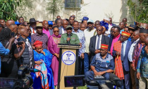 Kalonzo Musyoka speaking during the press conference. PHOTO/@skmusyoka/X