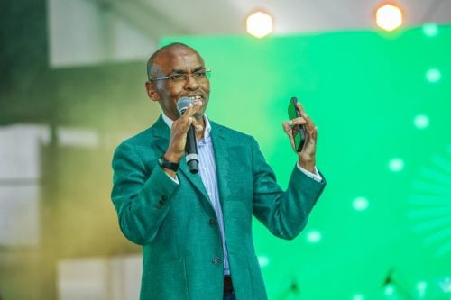 Safaricom CEO Peter Ndegwa, during a past event. PHOTO/@SafaricomPLC/X