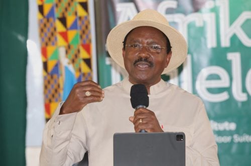 Kalonzo Musyoka during the groundbreaking ceremony for the Pan-African Institute at Lukenya University on November 9, 2025. PHOTO@skmusyoka/X