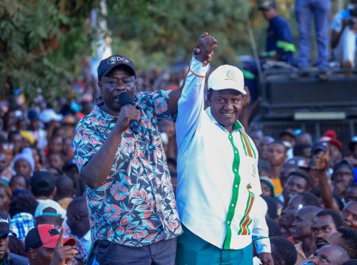 Rigathi Gachagua, while campaigning for the Democratic Congress Party (DCP) candidate Newton Kariuki. PHOTO/@rigathi/X