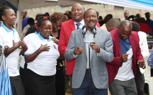 Kalonzo Musyoka at the 10th anniversary thanksgiving service at PCEA Anmer Church in Muoroto, Kiambu County, on November 23, 2025. PHOTO/@skmusyoka/X