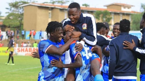 Shabana FC celebrate during their clash at the Police Sacco Grounds. PHOTO/@Shabanafckenya/X