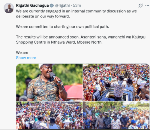 Rigathi Gachagua in Mbeere North on Friday, November 21, 2025. PHOTO/Screengrab by People Daily Digital/@rigathi/X