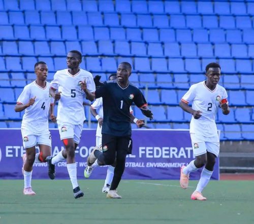 Junior Stars in action against Somalia in 2025 AFCON U17 Qualifiers at Abebe Bikila Stadium in Addis Ababa, Ethiopia, on Tuesday, November 18, 2025. PHOTO/CECAFA
