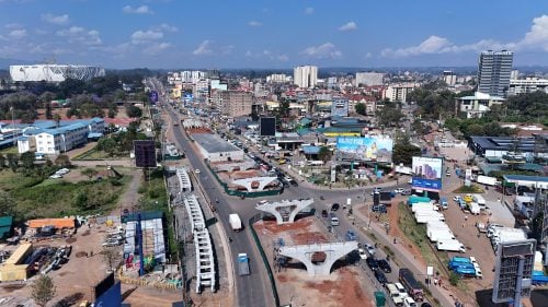 The ongoing construction of Junction Mall flyover on Ngong Road. PHOTO/@KURAroads/X