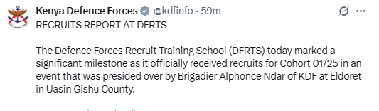 New KDF recruits begin military journey in Eldoret training school ...