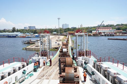 Cargo being loaded onto MV Uhuru ship at Kisumu port. PHOTO/@KenyaRailways_/X