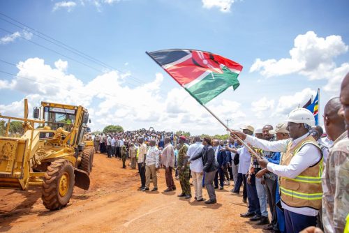 President William Ruto lauching a road contruction project: PHOTO/facebook.com/williamsamoei