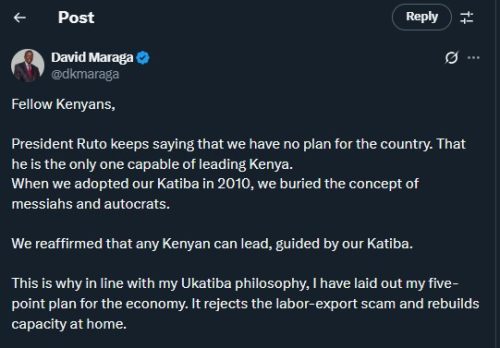 Part of the statement shared by David Maraga on Saturday November 22, 2025. PHOTO/Screengrab by PD Digital/@dkmaraga/X