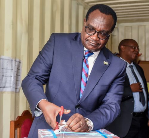 Education CS Julius Ogamba during an event at Ruiru: PHOTO/@KNECKenya/X
