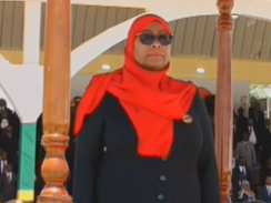 President Samia Suluhu during her swearing-in ceremony in Dodoma. PHOTO/Screengrab by People Daily Digital