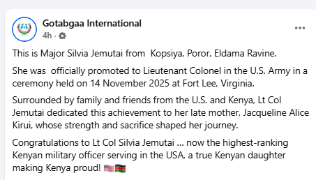 Facebook post by Gotabgaa International. PHOTO/Screengrab by People Daily Digital