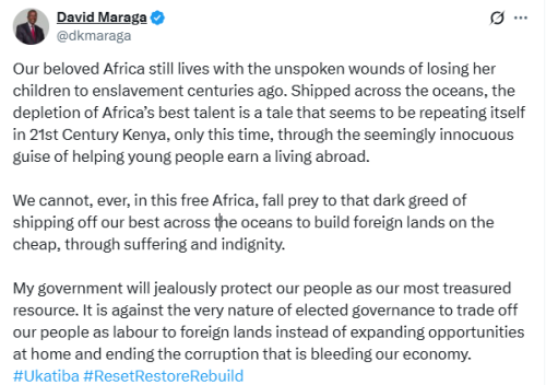 X post by Maraga. PHOTO/Screengrab by People Daily Digital