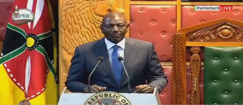 William Ruto, while delivering on the third State of the Nation Address to a joint sitting of Parliament. PHOTO/A screengrab by PD Digital