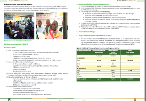 Part of the Judiciary MTEF report. PHOTO/Screengrab by People Daily Digital