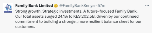 X post by Family Bank. PHOTO/Screengrab by People Daily Digital
