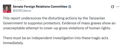X post by the United States Senate Foreign Relations Committee . PHOTO/Screeengrab by People Daily Digital