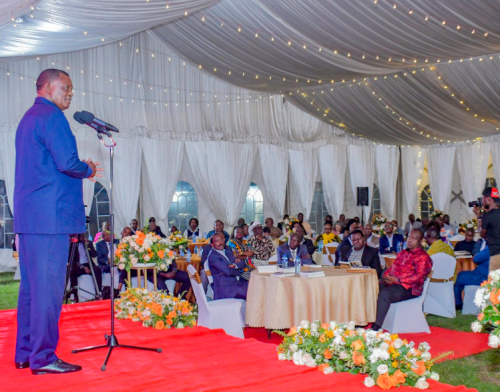 Former Attorney General Justin Muturi addressing attendees at his book launch. PHOTO/@HonJBMuturi/X