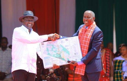 President William Samoei Ruto officially hands over the management of the Amboseli National Park to the county government of Kajiado. PHOTO/@OleNtutuK/X