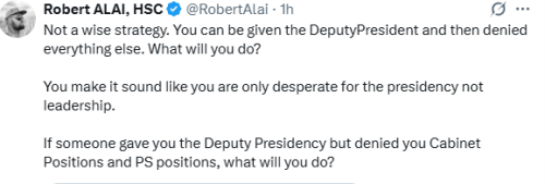 Statement of Robert Aali on ODM'S demand for DP position in broad-based government. PHOTO/Screengrab by People Daily Digital/@RobertAlai