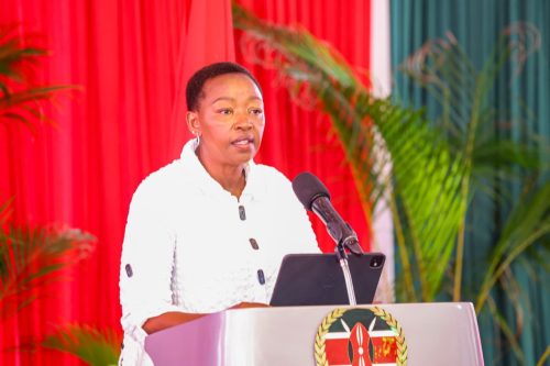 First Lady Rachel Ruto during the official launch of the Cochlear Implant Programme at Kenyatta National Hospital: PHOTO/@HonAdenDuale/X