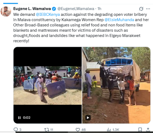 Statement of Eugene Wamalwa on voter bribery claims in Malava ahead of scheduled by-election. PHOTO/Screengrab by People Daily Digital/@EugeneLWamalwa/X
