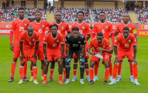 Group photo of Harambee Stars in a past national assignment. PHOTO/Harambee Stars