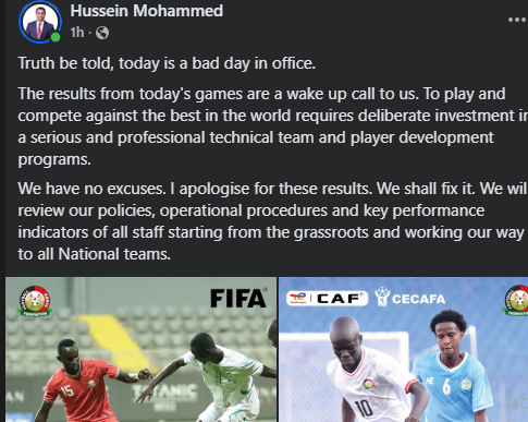 FKF President Hussein Mohammed's statement after Harambee Stars defeat to Senegal on Tuesday, Novembder 18, 2025. PHOTO/Screengrab by People Daily Digital/Hussein Mohammed