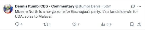 Statement of Dennis Itumbi on UDA winning the Mbeere North MP seat in the November 27 by-election. PHOTO/Screengrab by People Daily Digital/@Itumbi_Denis/X