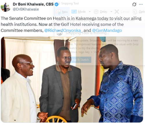 Statement of Boni Khalwale receiving Senate Health Committee in Kakamega on Saturday, November 15, 2025. PHOTO/Screengrab by People Daily Digital/@DrBKhalwale/X