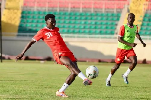 Aldrine Kibet in training with Harambee Stars. PHOTO/Harambee Stars