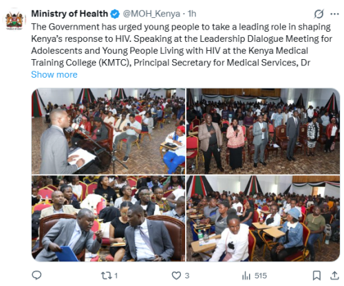 The MOH statement on the youth and their role in shaping the fight against HIV/Aids on Saturday, November 29, 2025. PHOTO/Screengrab by People Daily Digital/@MOH_Kenya/X