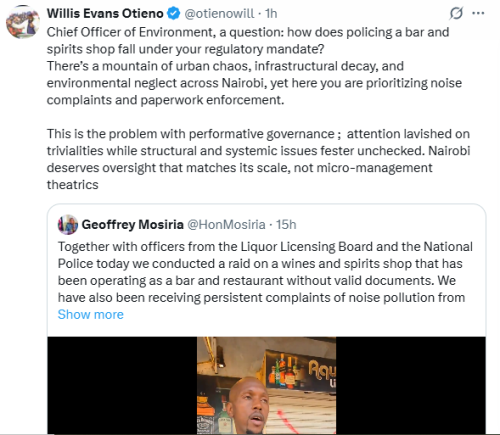Lawyer Willis Otieno questioning job description of Geoffrey Mosiria in Nairobi City County. PHOTO/Screengrab by People Daily Digital/@otienowill/X