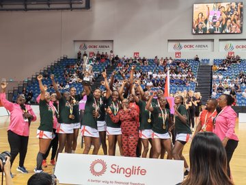 Kenya Women's Netball Team for retaining the Singlife Nations Cup Championship in Singapore on Saturday, November 8, 2025. PHOTO/@Waziri_Mvurya