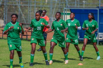 Harambee Starlets players in training for Algeria friendlies. PHOTO/@StarlestKe/X