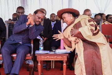 Machakos County Governor Wavinya Ndeti Aand Kalonzo Musyoka during the Machakos County Youth Empowerment Program. PHOTO/@Wavinya_Ndeti