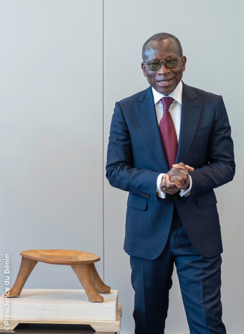 Benin President Patrice Talon addresses the media during a past event. PHOTO/https://www.facebook.com/PatriceTalon.PR