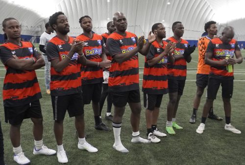 AFC Leopards Toronto FC with the Pamoja Soccer Tournament Runners Up trophy won in Canada at the weekend. PHOTO/https://www.facebook.com/kcacanada