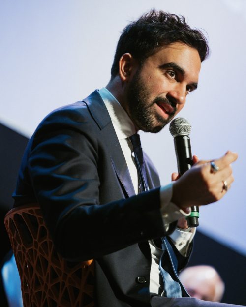 Zohran Mamdani gestures as he delivers a keynote speech during a past event. PHOTO/https://www.facebook.com/ZohranKMamdani/photos