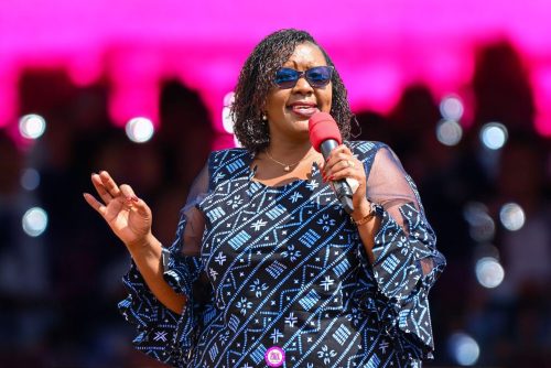 Kiambu woman rep Anne wamuratha while speaking during president Ruto's visit to Kiambu county. PHOTO//https://www.facebook.com/photo/?fbid=1411550273667202&set=pb.100044367286390.-2207520000