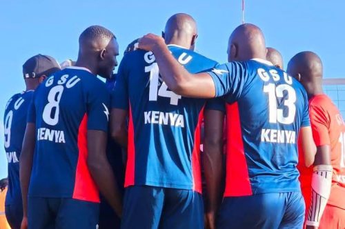 GSU volleyball players during a match at the Kipchumba Karori International Tournament 2025. PHOTO/https://www.facebook.com/volleyballkenya