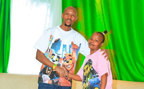 Geoffrey Mosiria poses with Martha Njoki during a follow-up visit at the rehabilitation centre. PHOTO/https://www.facebook.com/Geoffrey Mosiria