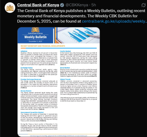 A post shared by CBK on X. PHOTO/Screengrab by PD Digital from @CBKKenya
