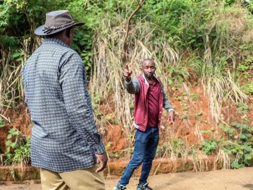 Justin Muturi in a confrotation with a voter. PHOTO/@_DCPTV/X